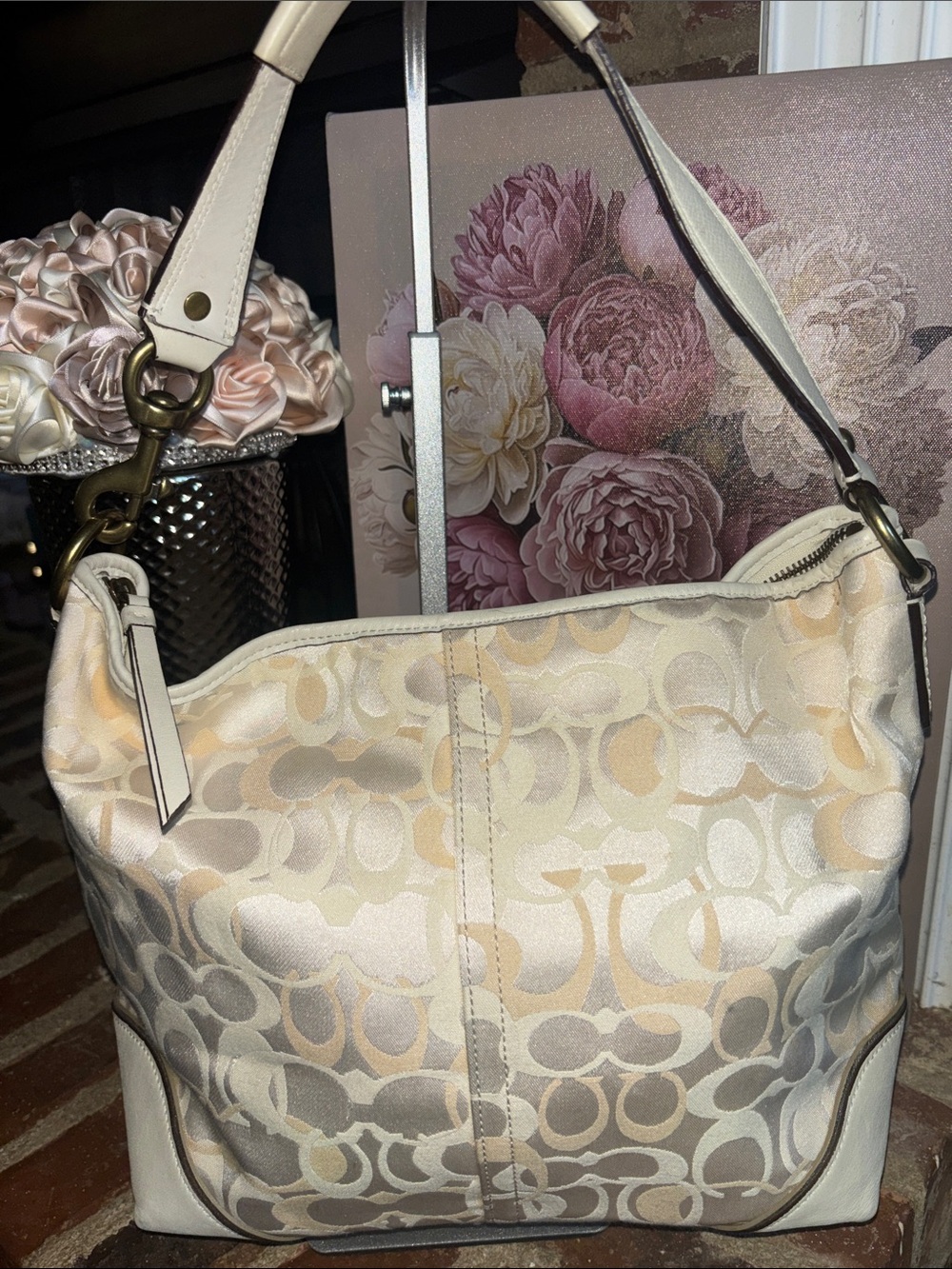 Cream Patterned Women’s Shoulder Bag